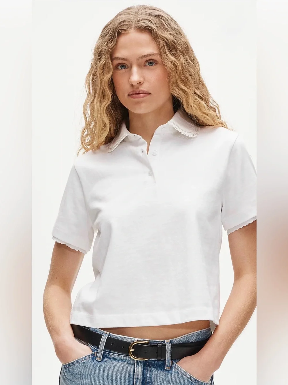 J. Crew Eyelet-collar polo shirt in mariner cotton , size S